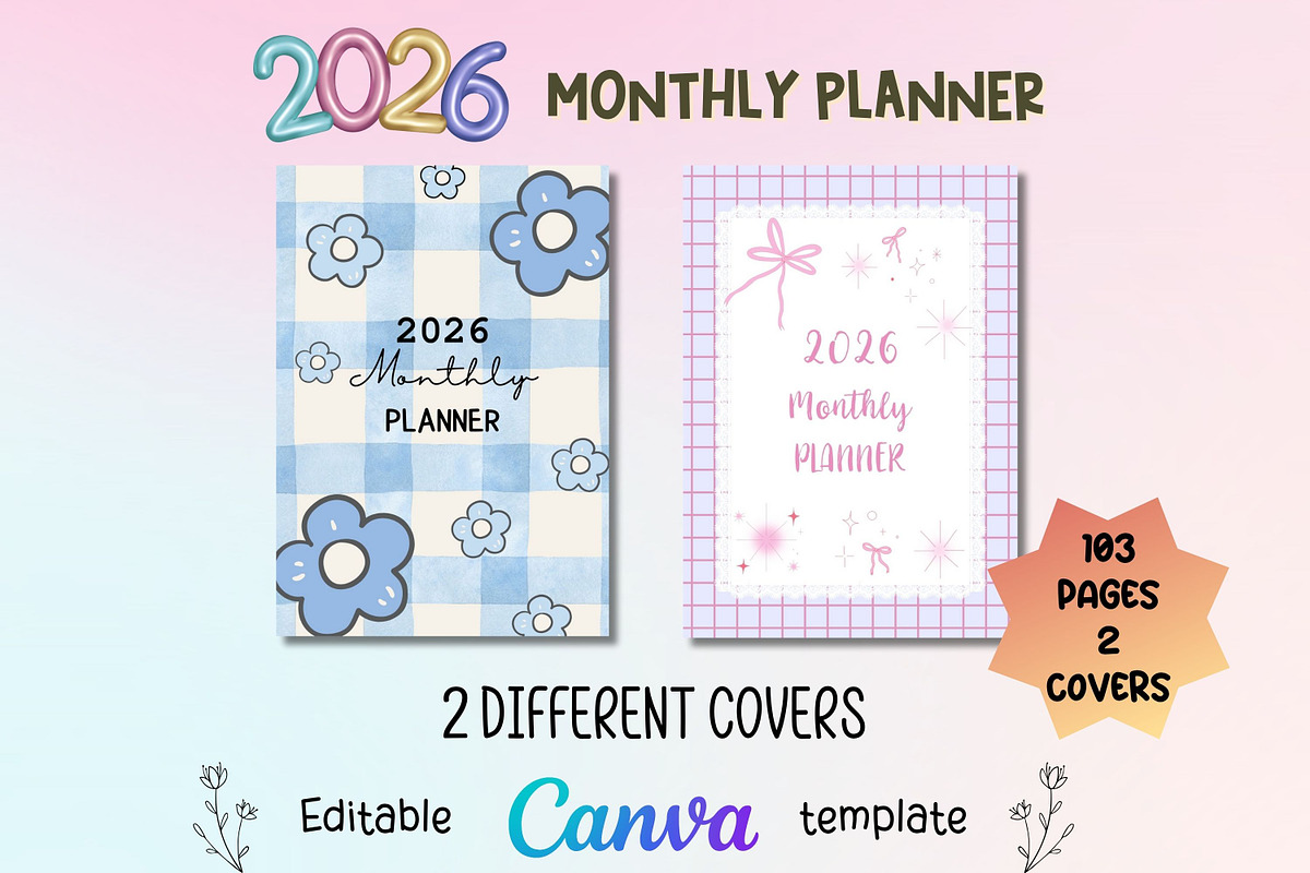 2026 Monthly Planner-Canva Template, a Templates & Theme by Adalin Shop (Photo 2 of 12)