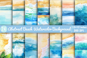 Abstract Beach Watercolor Background, an Illustration by SinaCreation