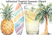 Whimsical Tropical Summer Clipart, an Illustration by DreamPrint404 (Thumbnail 1 of 6)