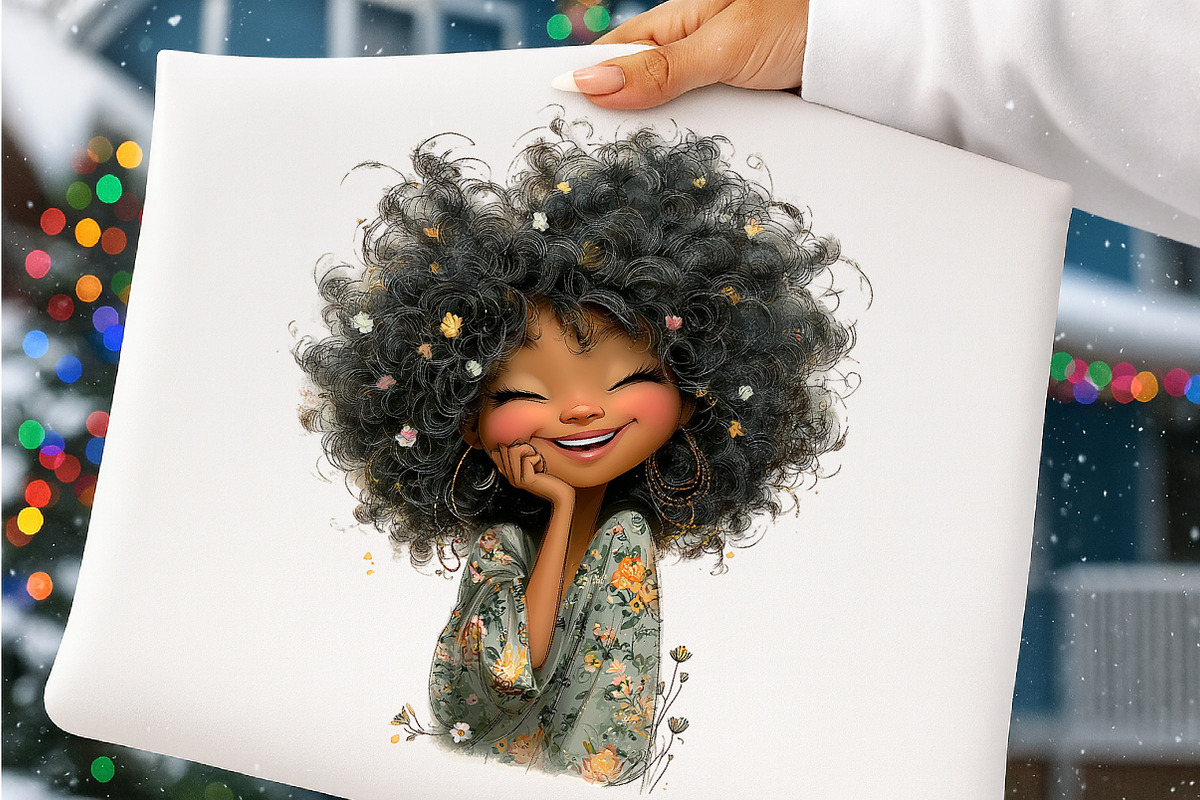 Whimsical black afro girl clipart, an Illustration by SinaCreation (Photo 10 of 11)