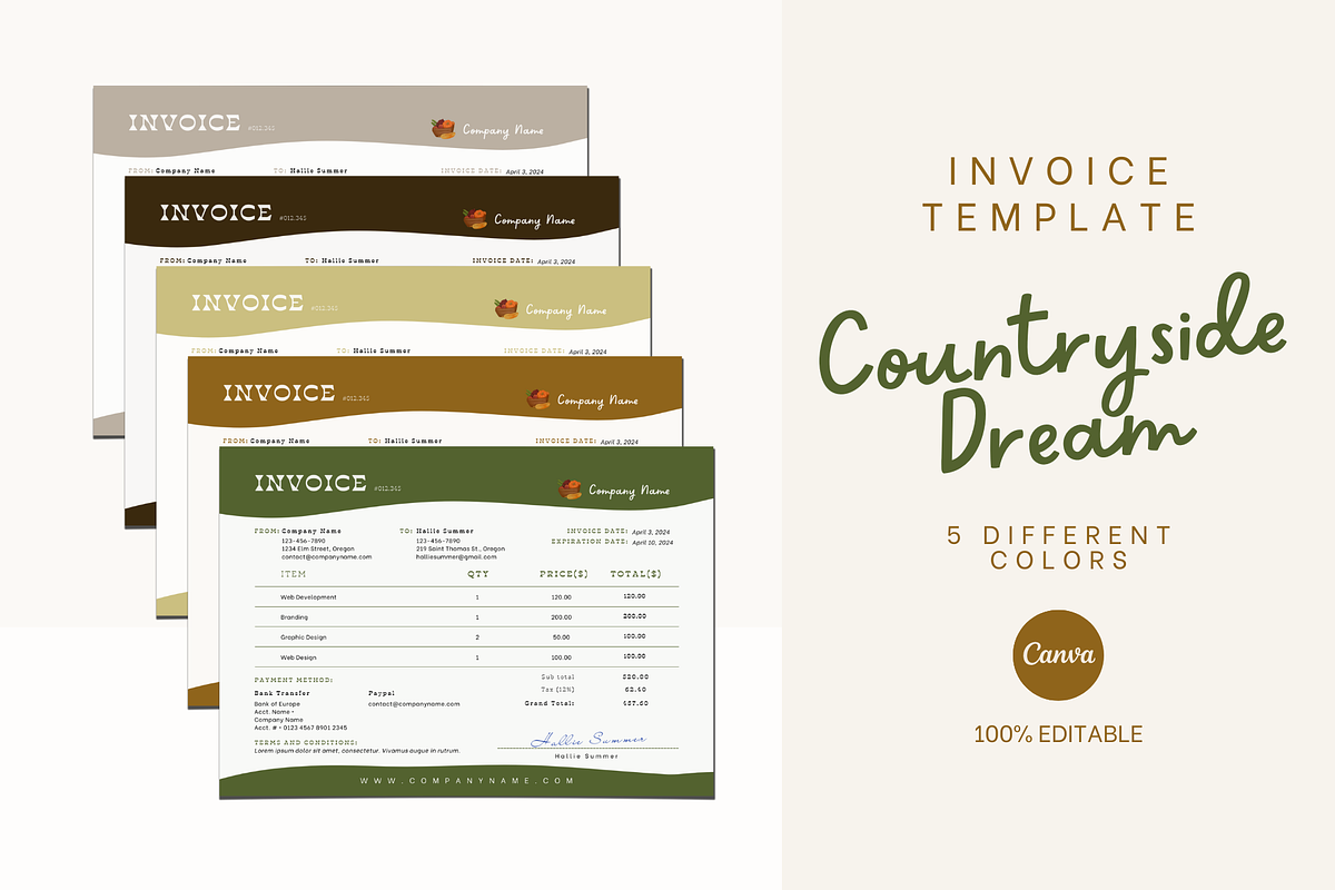 INVOICE CANVA TEMPLATE, a Print Template by The Little Lily Studio (Photo 1 of 5)