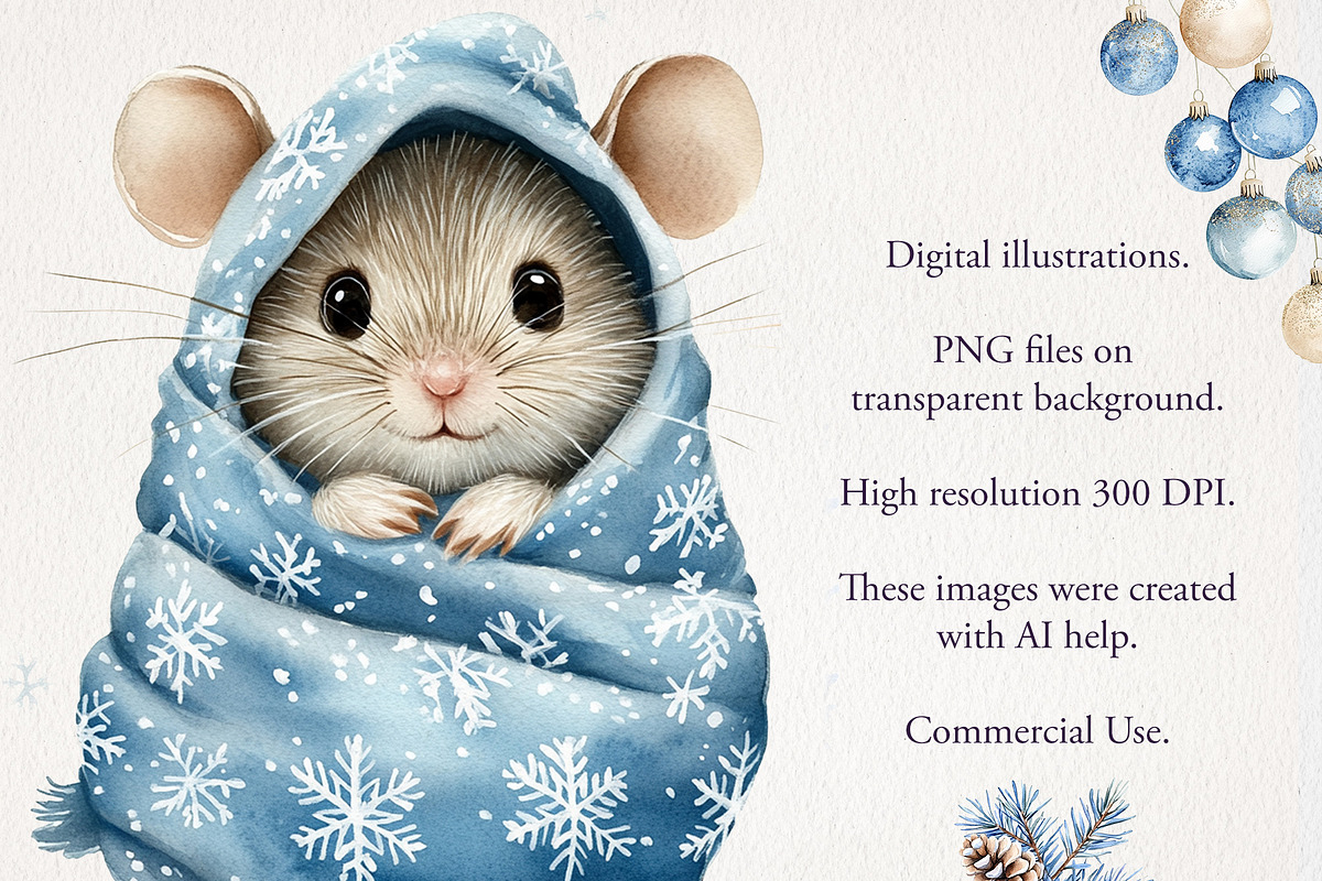 Blue Christmas Clipart 56 PNG, a Seasonal Illustration by EleSArtDesign (Photo 3 of 4)