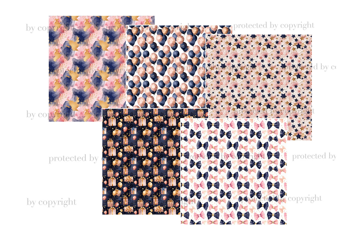 Birthday Seamless Patterns, a Pattern Graphic by GlamArtZhanna (Photo 3 of 3)