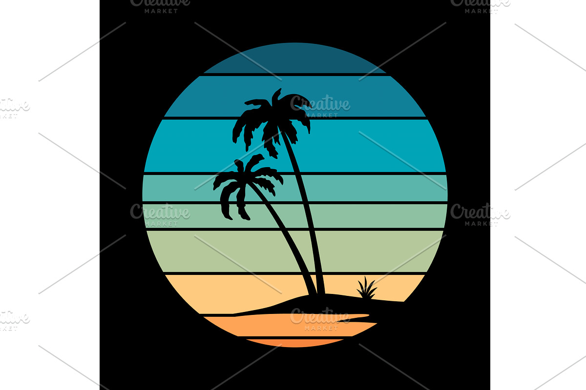 Retro sunset logo in striped, an Object Illustration by Things for designers