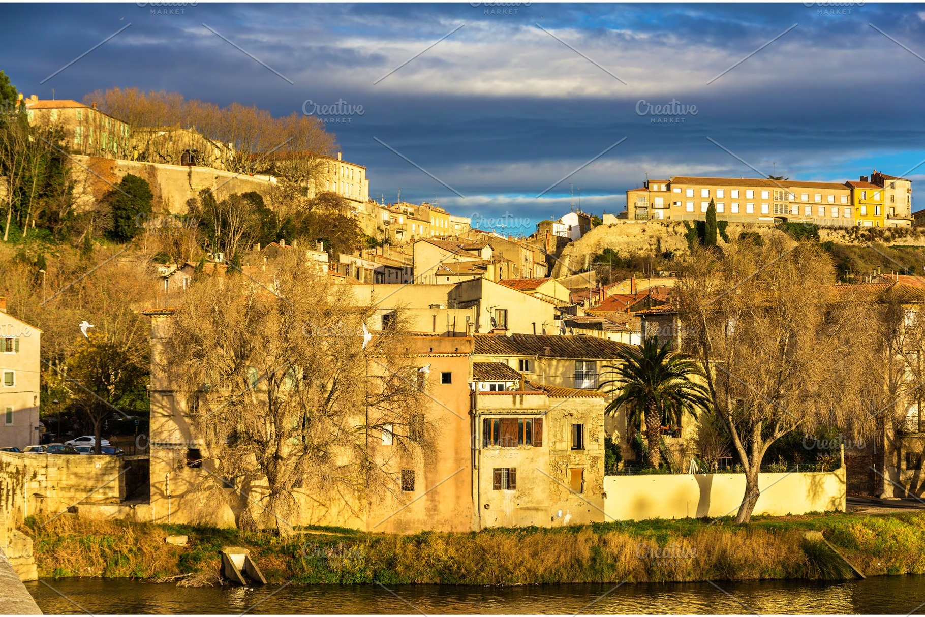 View of the old town of beziers france containing beziers, france, and, an Architecture Photo by Leonid Andronov