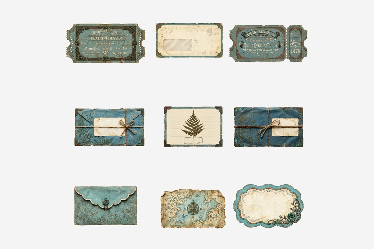 Patina Blue Vintage Ephemera PNG, a Seasonal Illustration by Tanya Kart (Photo 9 of 15)