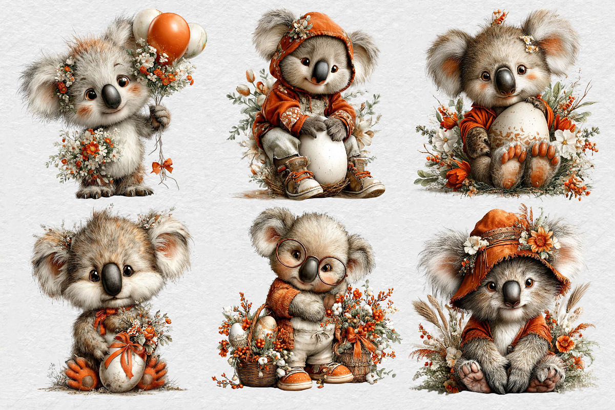 Whimsical Easter Koala Clipart, an Illustration by DreamCafeArt (Photo 5 of 6)