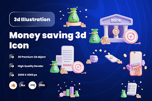 Money Saving 3d Illustration Icon