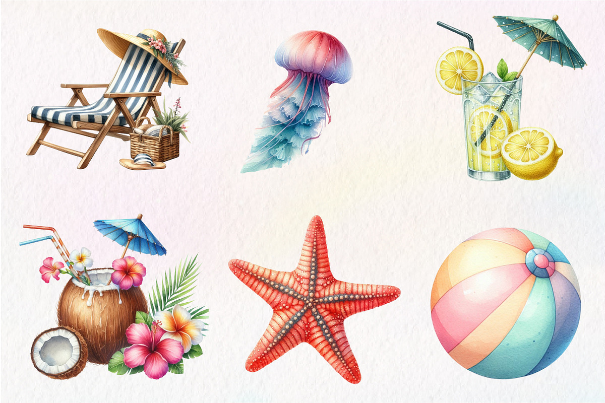 Vacation Summer Beach Clipart Bundle, an Illustration by CreationArt (Photo 5 of 5)