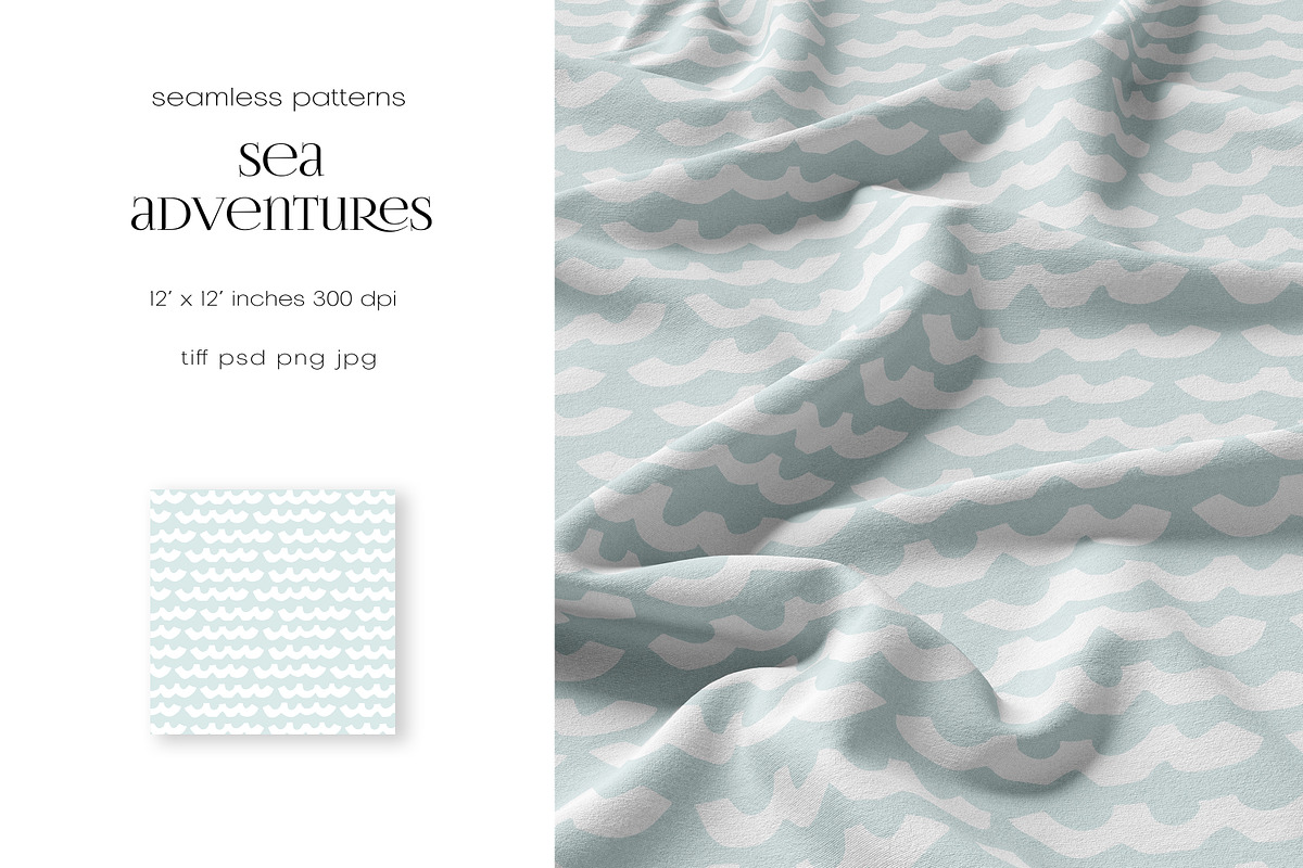 Kids Patterns Sea Adventure, a Pattern Graphic by PROTEA Watercolor Studio (Photo 9 of 11)