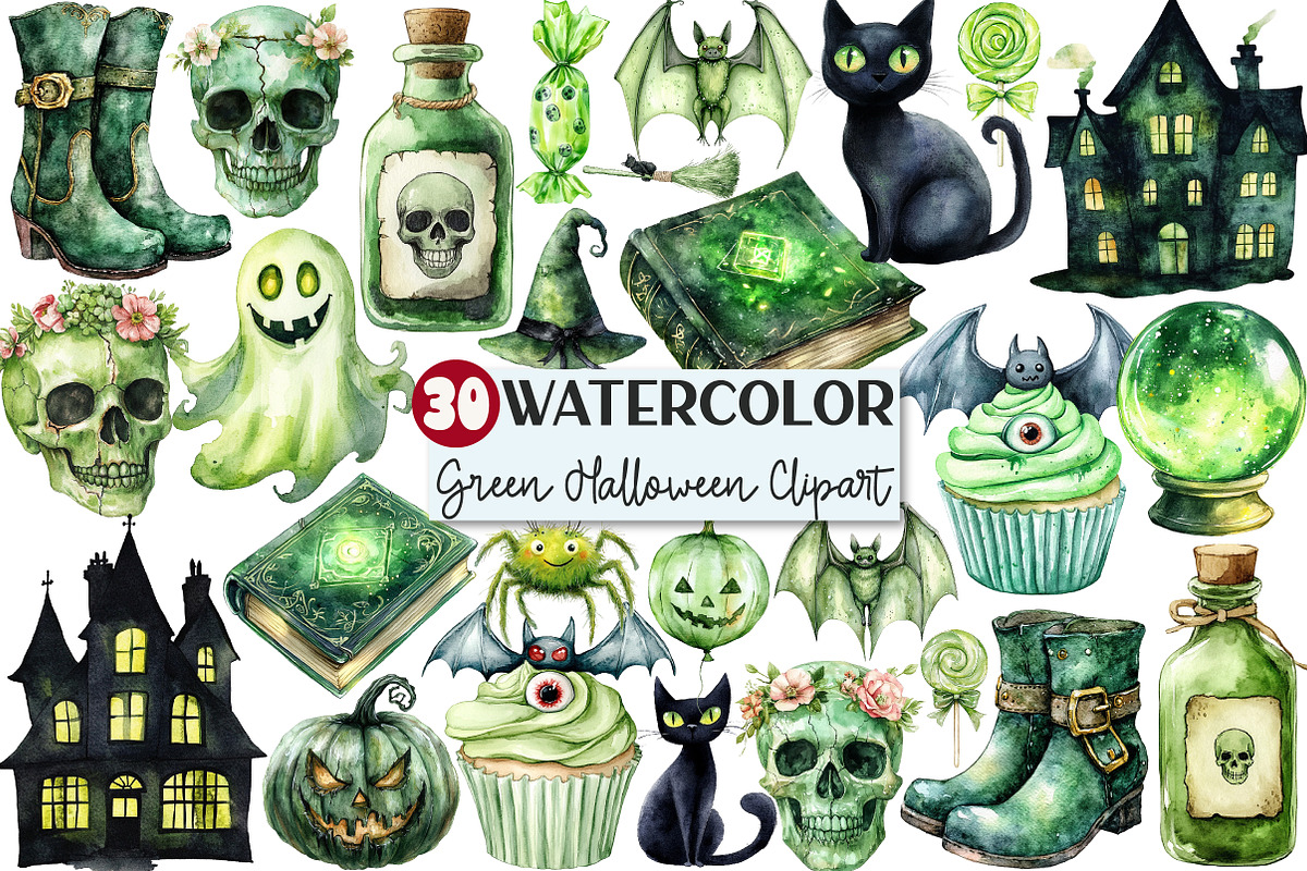 Green Halloween Clipart, an Illustration by Rose Art (Photo 1 of 7)