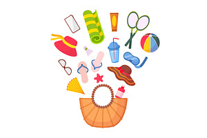Things for beach bag. Summer rest, an Object Illustration by Valerie Bodnar