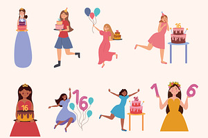 Sweet Sixteen Birthday Set, a Templates & Theme by studiogstock