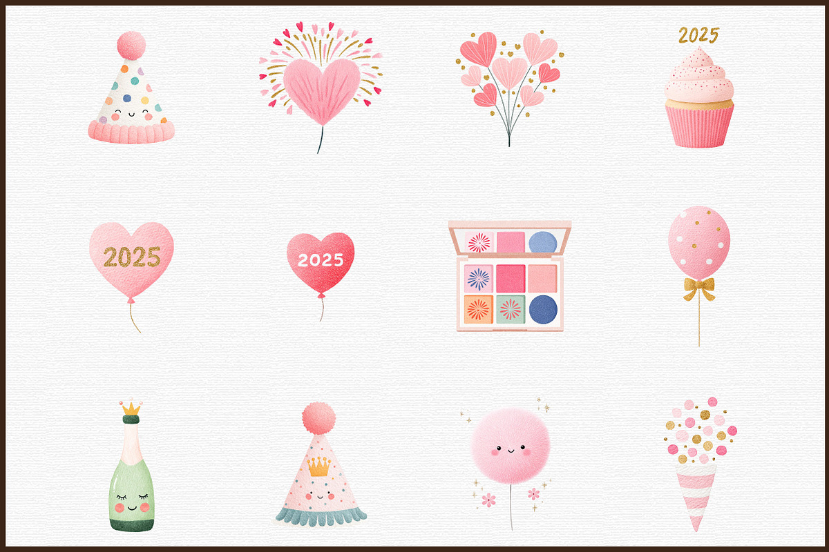 Girly Happy New Year Clipart, an Illustration by Sublimation Artist (Photo 3 of 6)