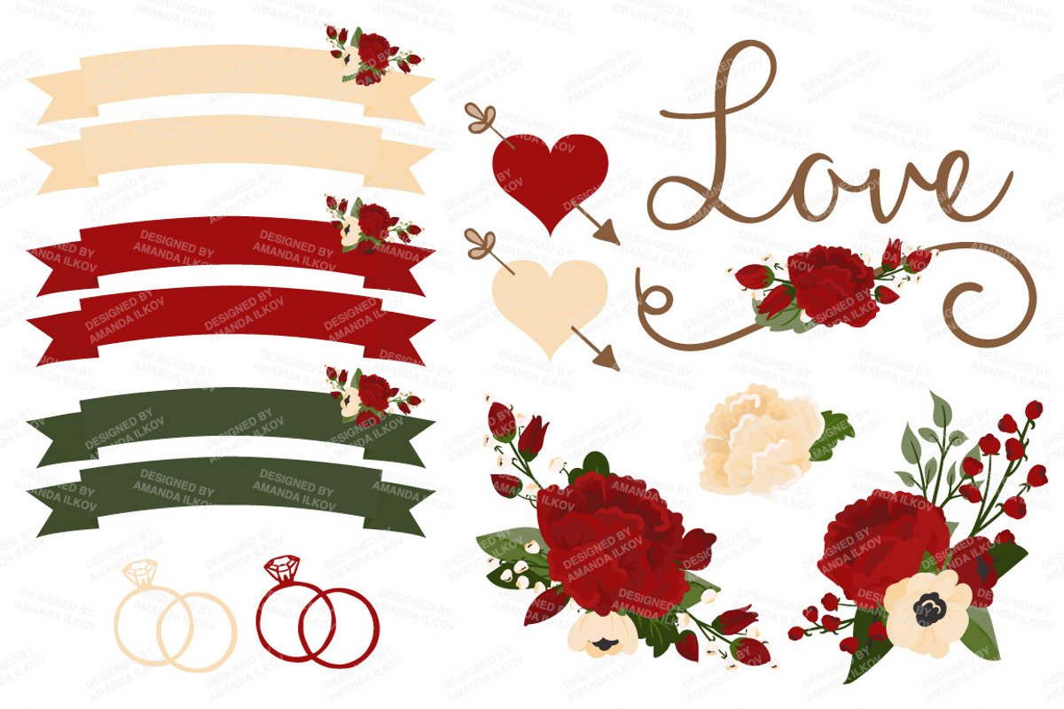 Christmas Floral Clipart & Vectors, an Illustration by Amanda Ilkov (Photo 5 of 5)