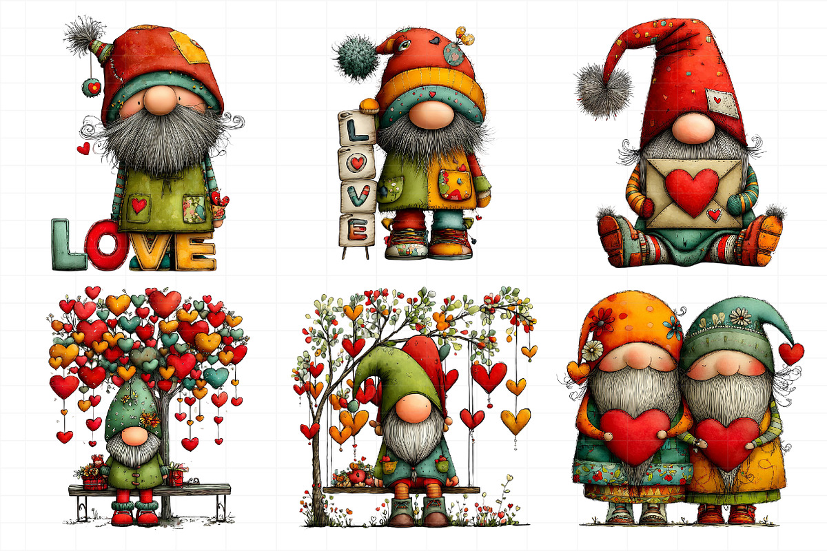 Valentines Gnome Clipart Bundle, an Illustration by Daily.Designs (Photo 4 of 5)