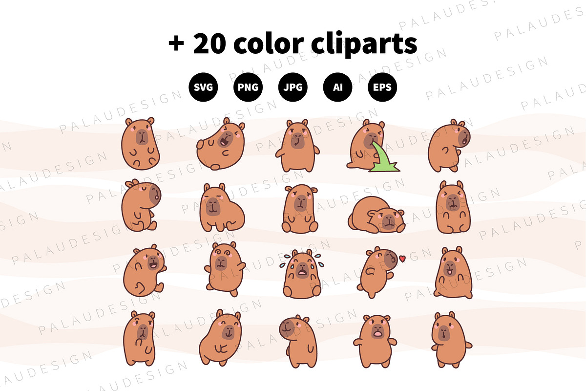 Capybara Emotions Clipart, an Animal Illustration by Palau (Photo 8 of 10)