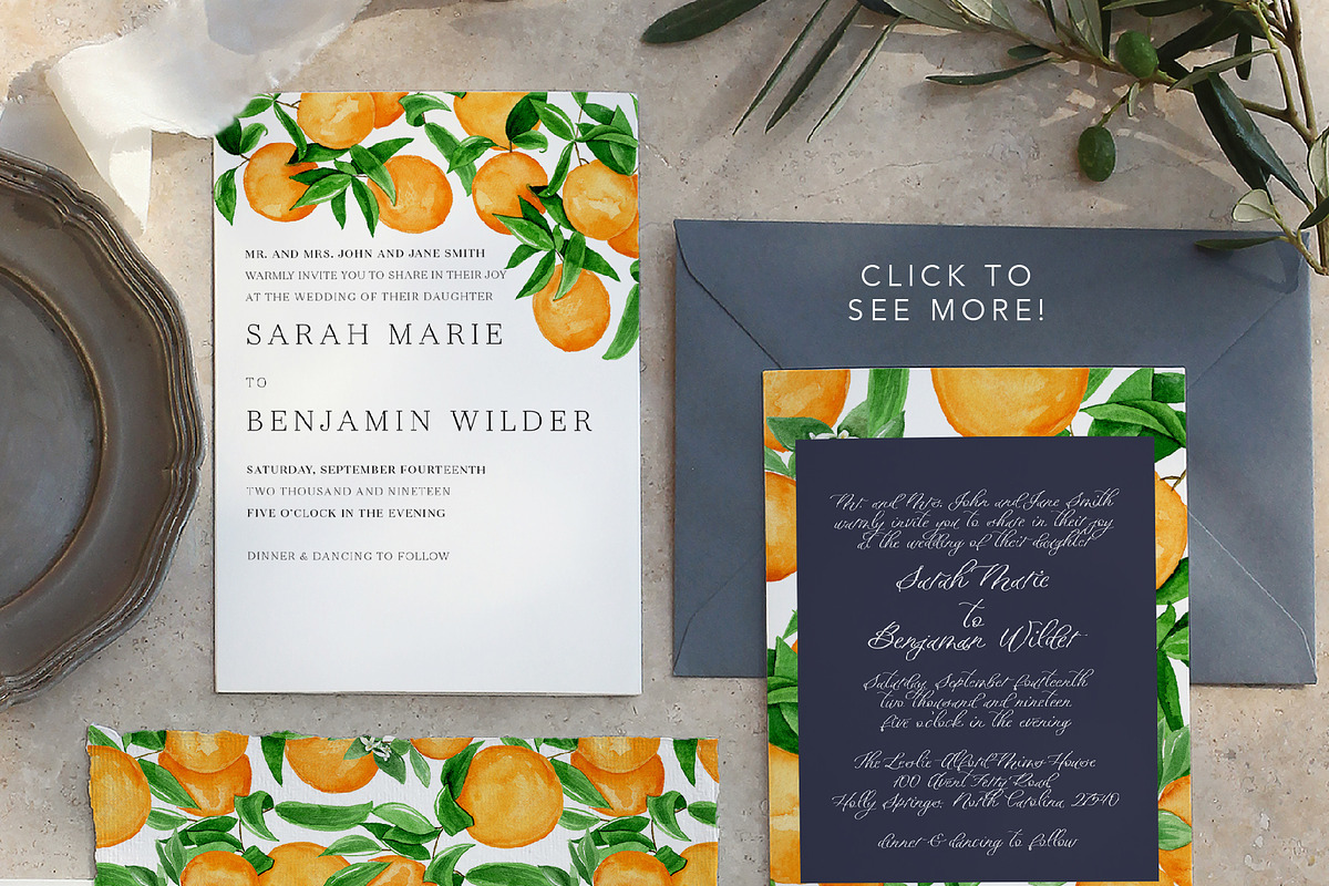 Juicy Watercolor Orange Collection, an Illustration by One and Only Paper (Photo 5 of 8)
