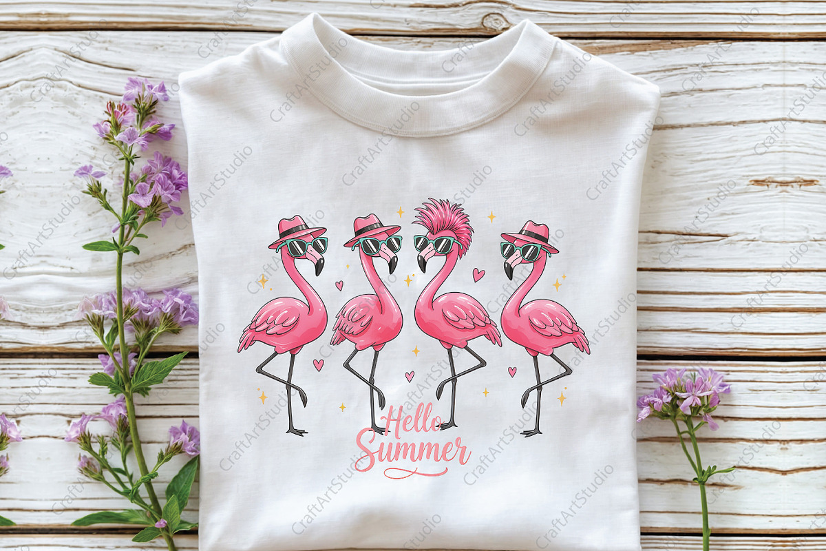 Hello Summer Flamingo Summer PNG, an Illustration by CraftArtStudio (Photo 2 of 4)