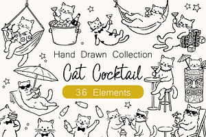 Funny Cocktail Cats Clipart Set, an Animal Illustration by DreamoraArt