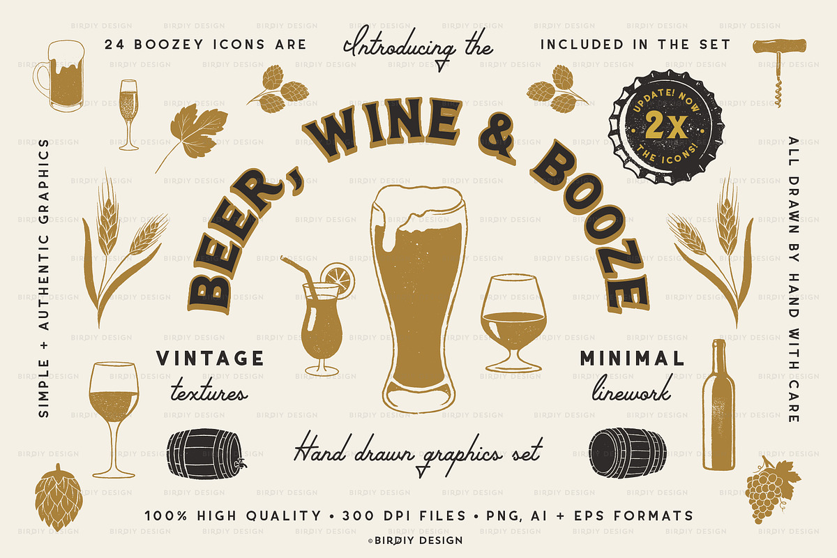 Beer, Wine & Liquor Icons, an Icon by BirDIY Design (Photo 1 of 10)