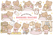 Morning Routine Bear Clipart, an Animal Illustration by Blumensdiary (Thumbnail 1 of 6)