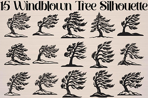 Windblown Tree Silhouette