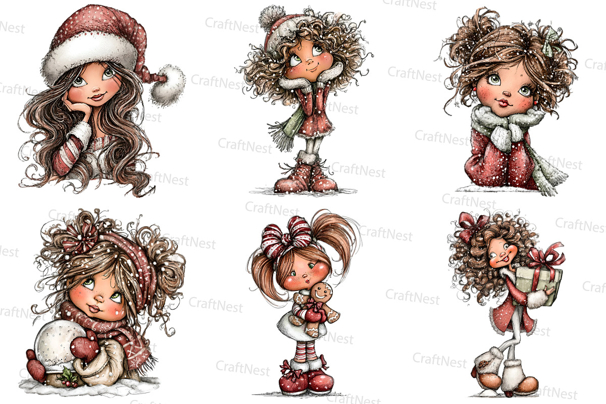 Whimsical Christmas girl, an Illustration by Craft Nest (Photo 4 of 8)