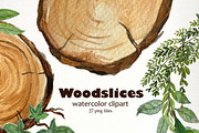 Watercolor Woodslices Clipart- Handp, an Illustration by SandraGraphicDesign (Thumbnail 6 of 7)