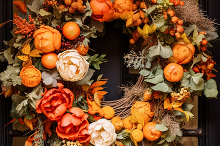 Autumn wreath decoration, autumn holiday season in the English c, a Holiday Photo by Anneleven