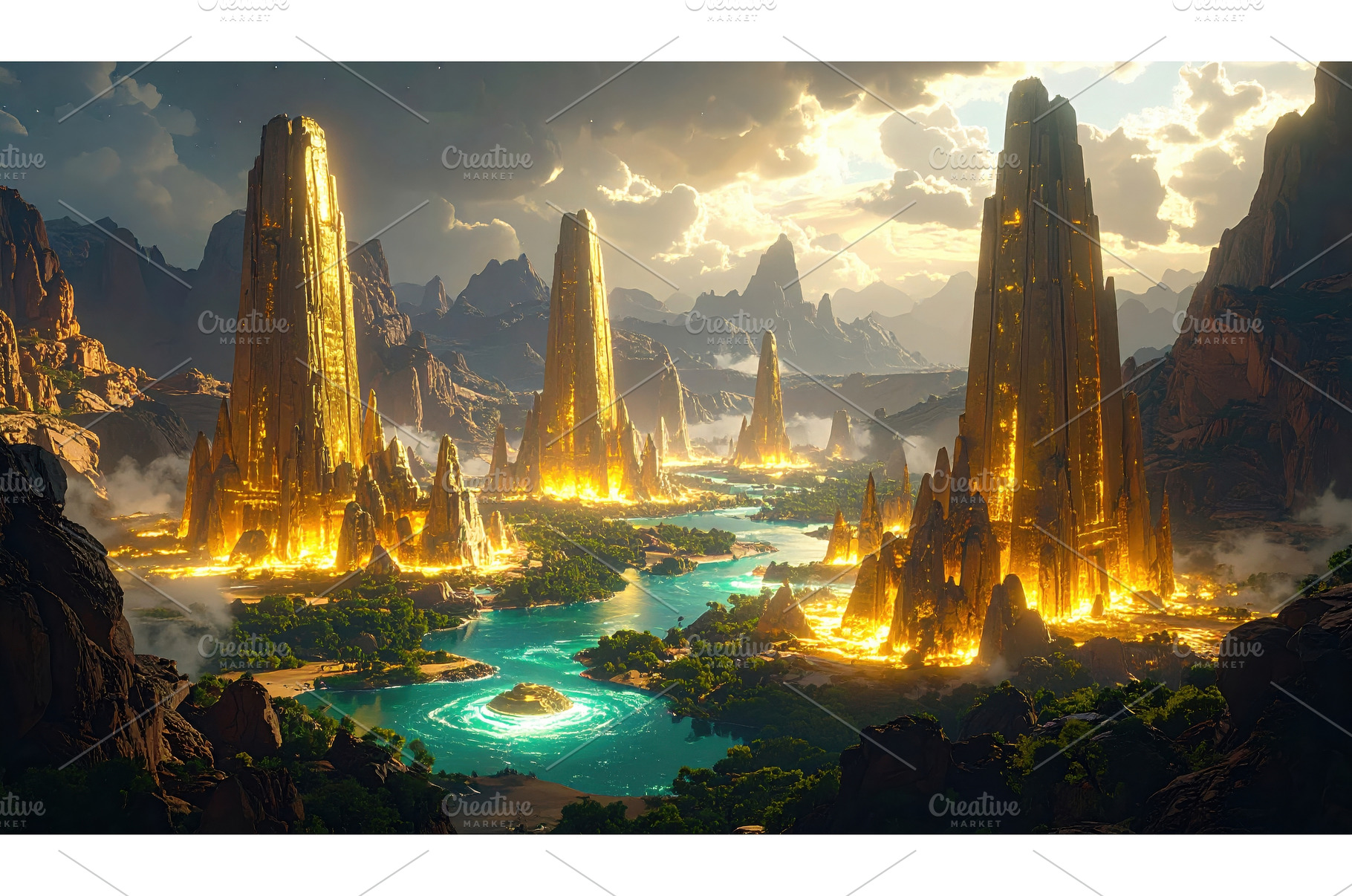 Golden fantasy spires rising from, a Nature Photo by Igor Tichonow