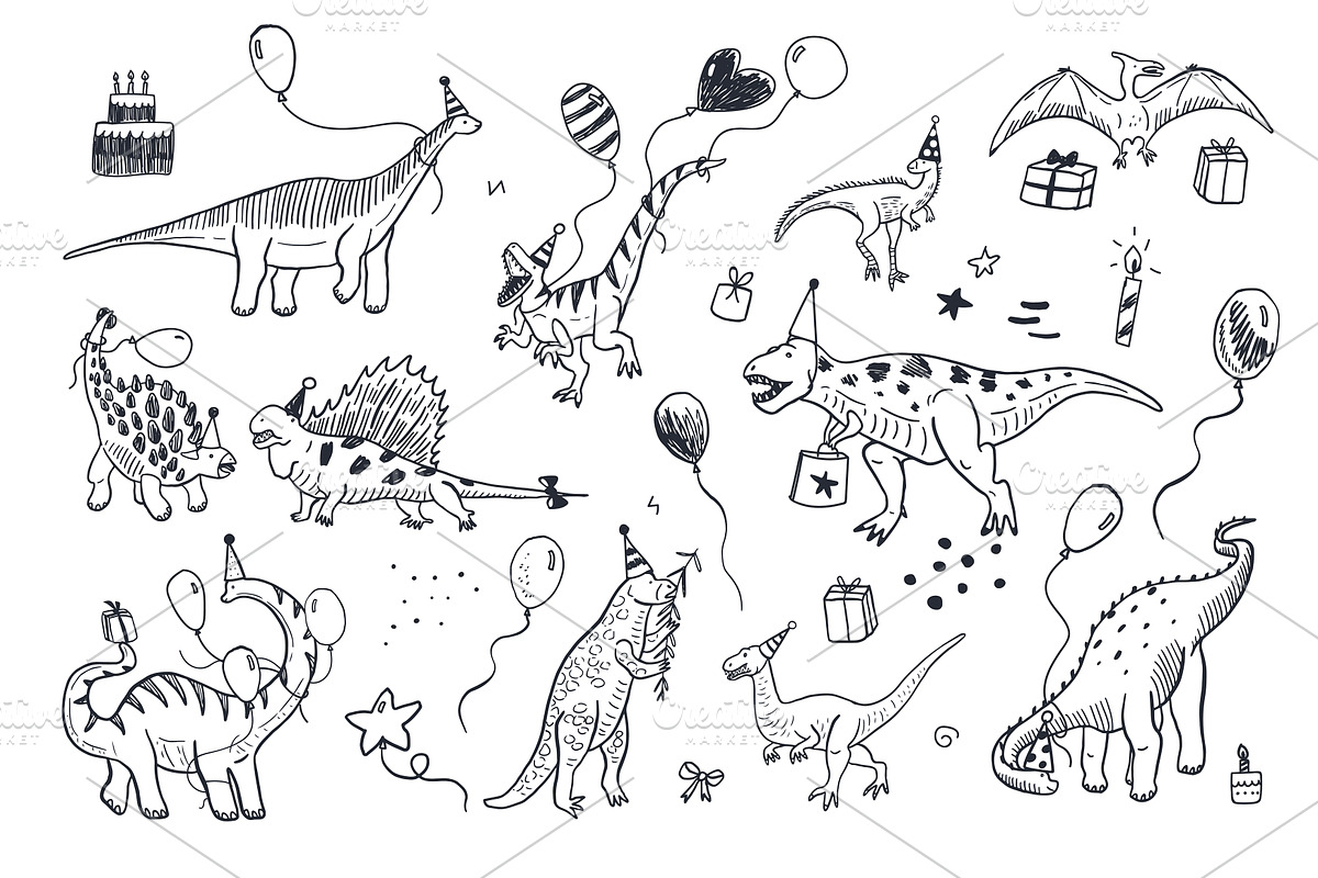 Dinosaur Birthday Party, a Pattern Graphic by GooseFrol (Photo 4 of 12)