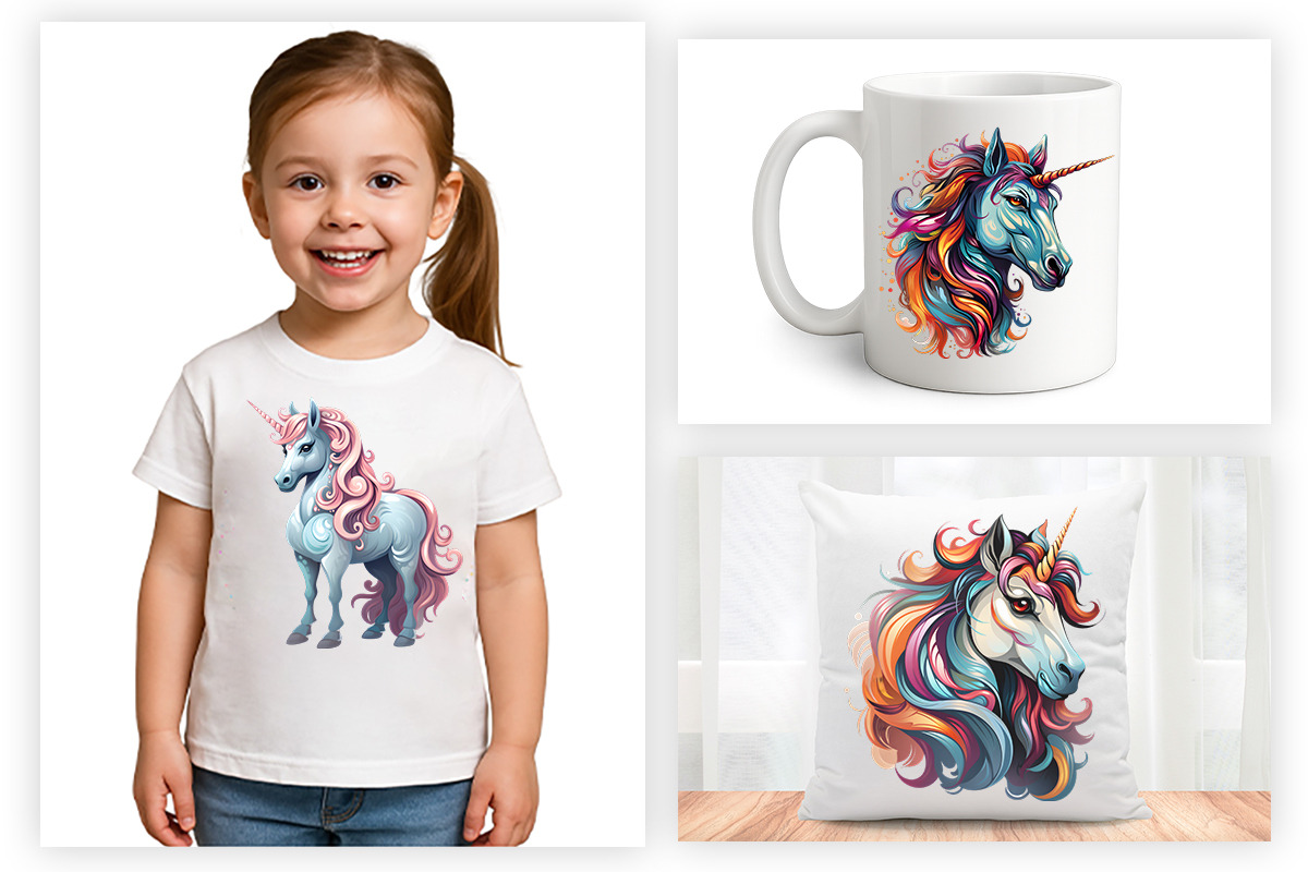 40 Watercolor Cute Unicorn Clipart, an Animal Illustration by Creative Arslan (Photo 5 of 7)