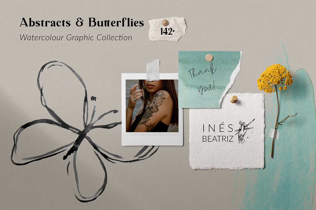 Abstract Butterflies Watercolor Set, a Texture Illustration by Ines Beatriz (Photo 10 of 10)