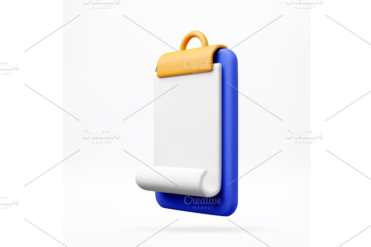 3D Clipboard with white paper sheet., an Object Illustration by Abscent