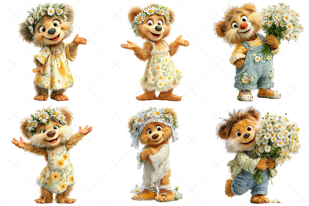 Whimsical Daisy Teddy Bear Clipart, a Seasonal Illustration by Craft Nest (Photo 10 of 12)