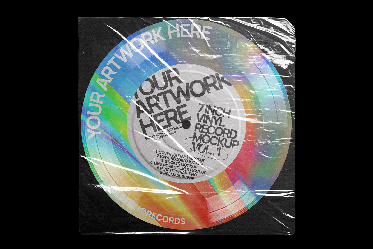 7 Inch Vinyl Record - Mockups Bundle, a Packaging Mockup by BULBFISH (Photo 9 of 16)
