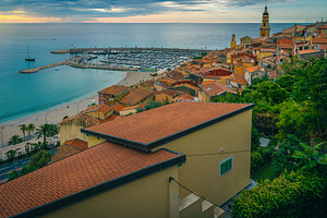 Menton harbor and beach view, France, an Architecture Photo by Alpine Dreams