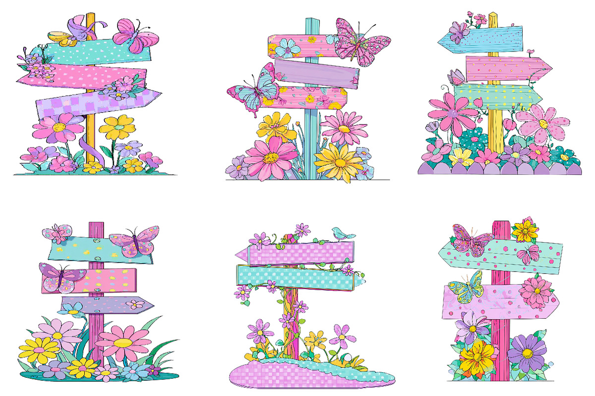 Flowers Spring Singpost Clipart, an Illustration by Dream Creation (Photo 2 of 5)