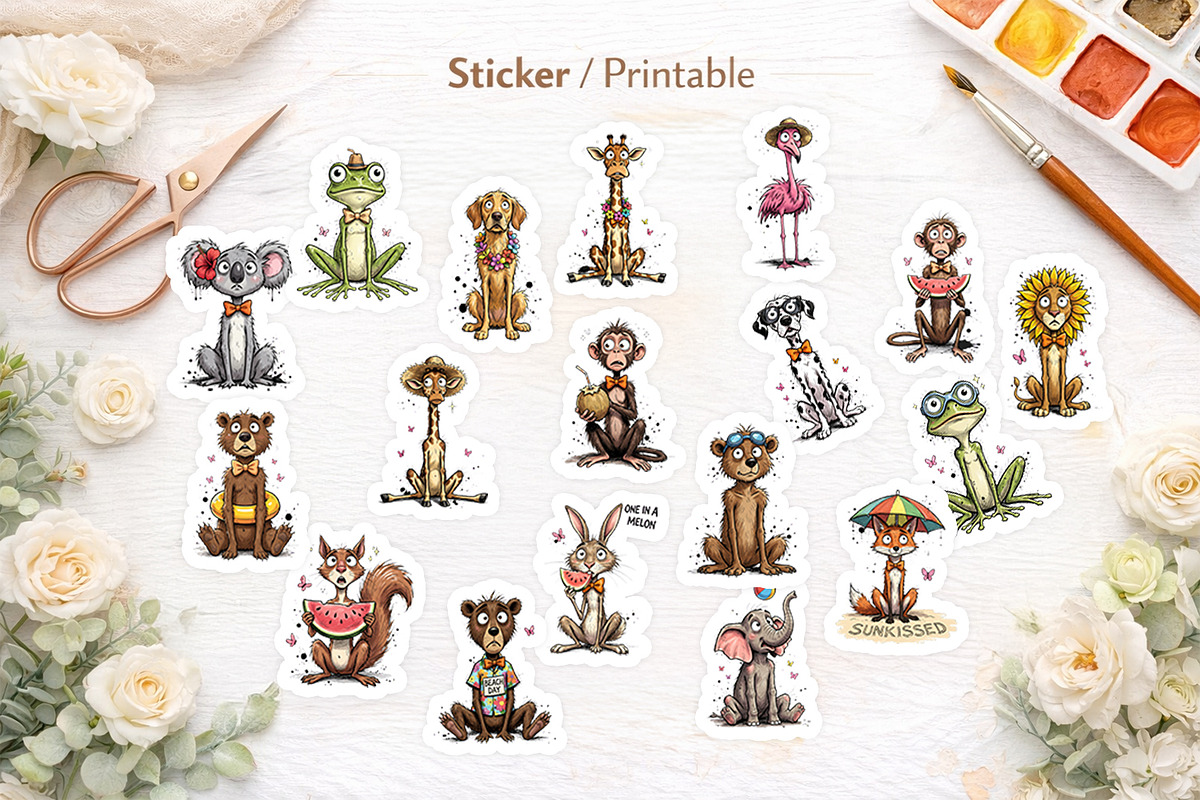 Quirky Summer Animals PNG, an Illustration by Artnoy (Photo 7 of 8)