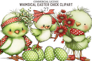 Whimsical Easter Chick Clipart, an Illustration by designcity5