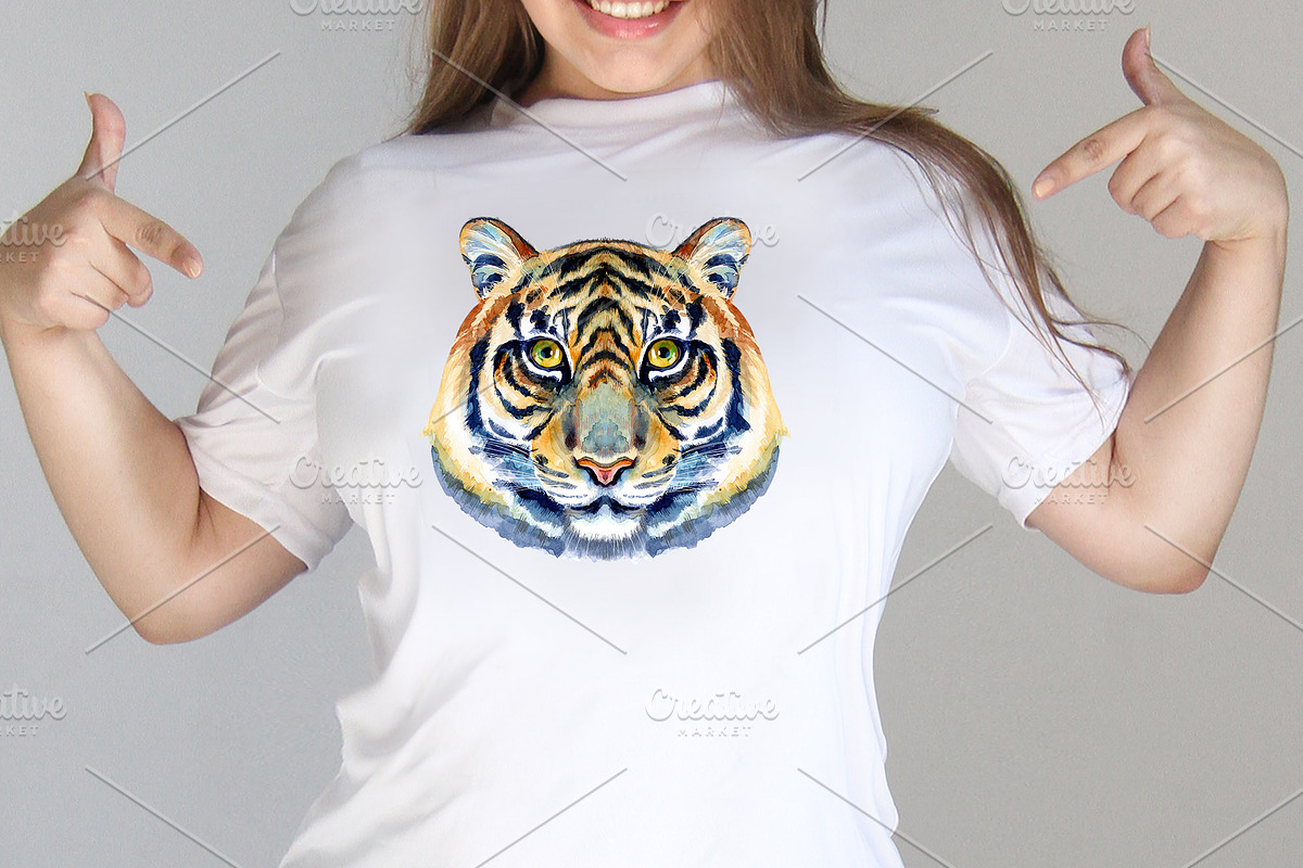 Watercolor orange tiger, an Animal Illustration by Watercolor fantasy (Photo 2 of 5)