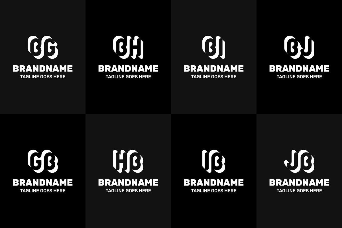 Letters BG GB BH HB BI IB BJ JB Logo, a Branding & Logo Template by Pray Art Design Studio (Photo 2 of 2)