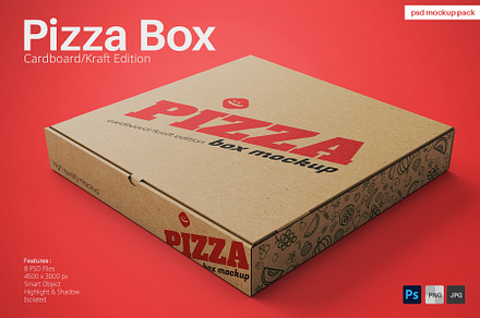 Cardboard Pizza Box Mockup Pack, a Mockup by Remnand Studio