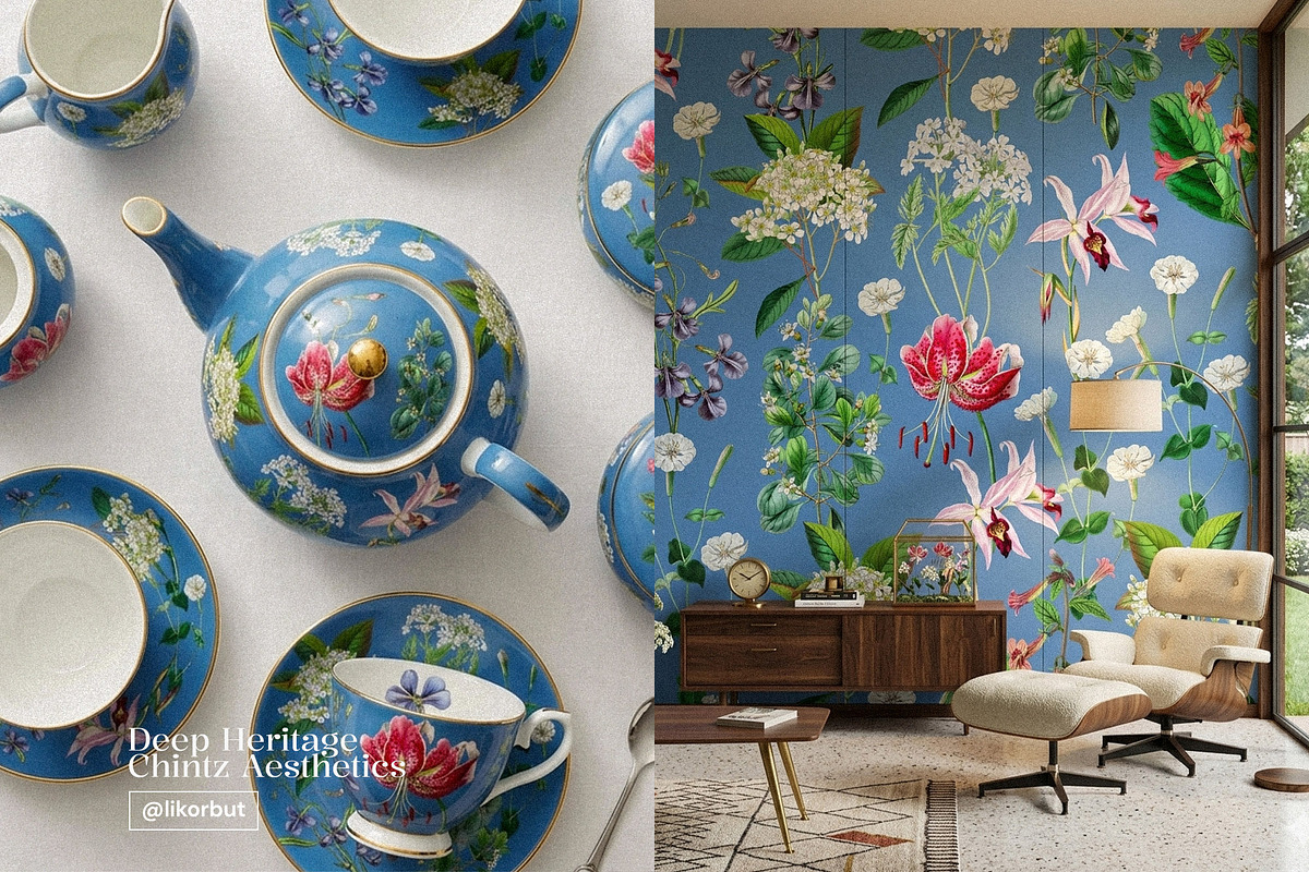 Blue Vintage Botanical Pattern, a Pattern Graphic by likorbut (Photo 6 of 14)