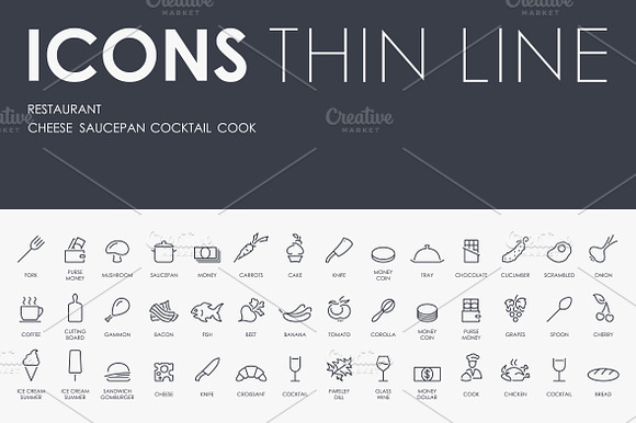 Restaurant Thinline Icons