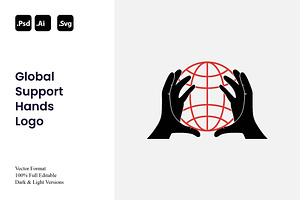 Global Support Hands Logo, a Branding & Logo Template by Luxury Logos