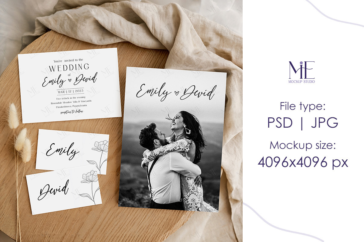 Boho Invitation Suite Card Mockup, a Mockup by Mie Mockup Studio (Photo 5 of 7)
