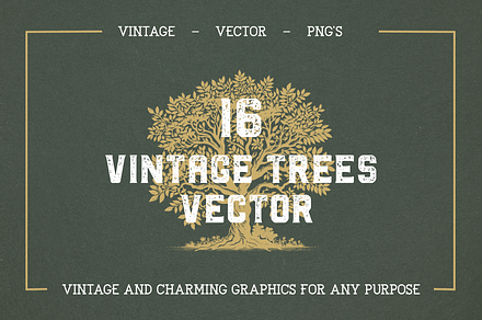 16 Vintage Vector Trees Collection, an Illustration by elliazidi.designs