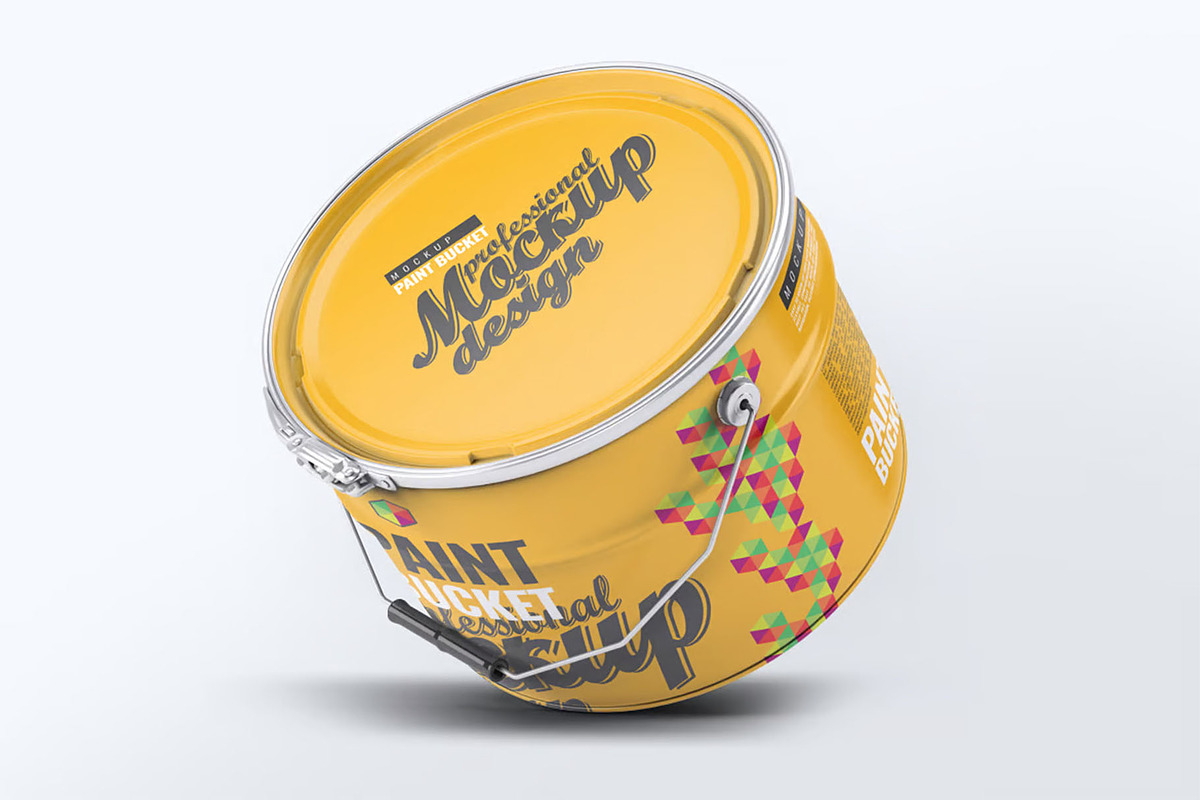 Metal Paint Bucket Mock-Up, a Product Mockup by DesignRushMarket (Photo 8 of 8)